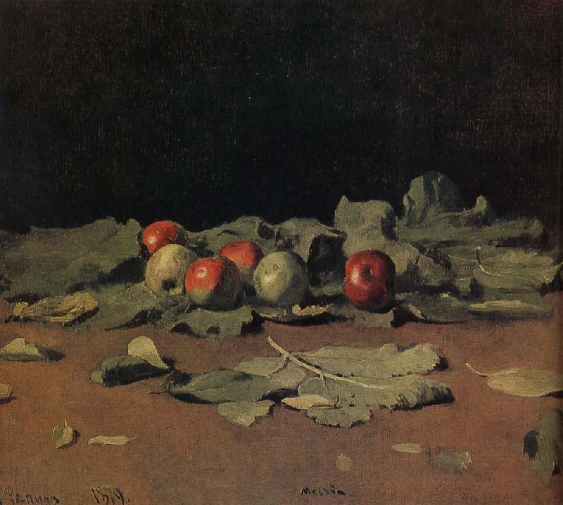 Ilia Efimovich Repin Apple still life and leaves oil painting image